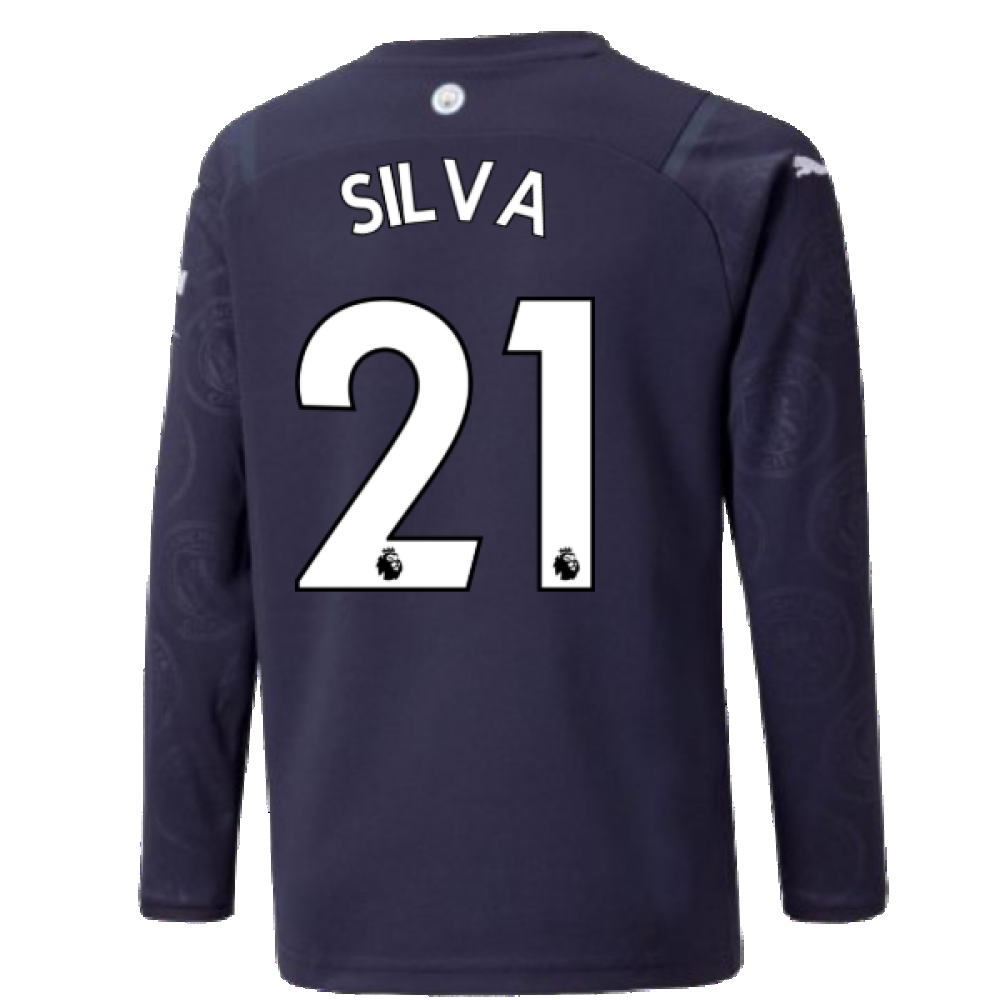 2021-2022 Man City Long Sleeve 3rd Shirt (Kids) (SILVA 21)