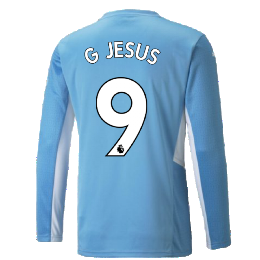 2021-2022 Man City Long Sleeve Home Shirt (G JESUS 9)