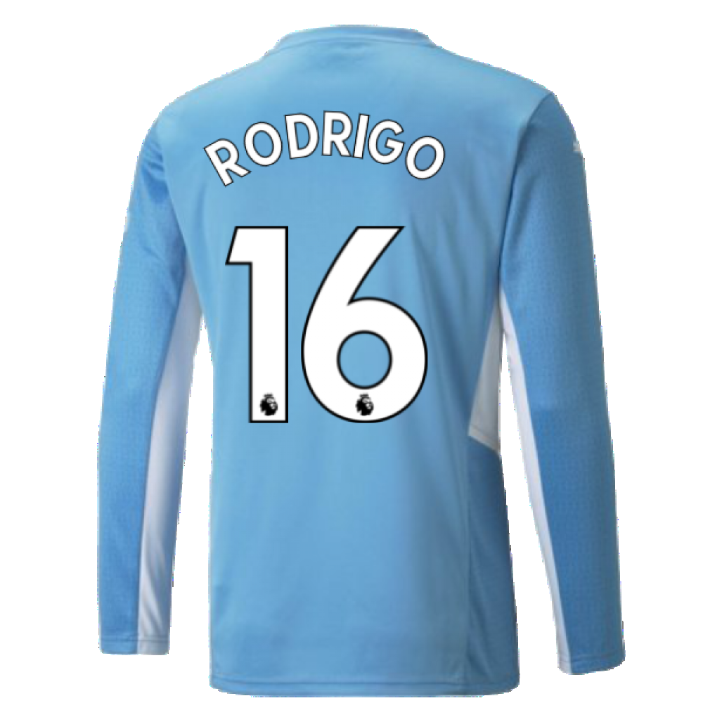 2021-2022 Man City Long Sleeve Home Shirt (RODRIGO 16)