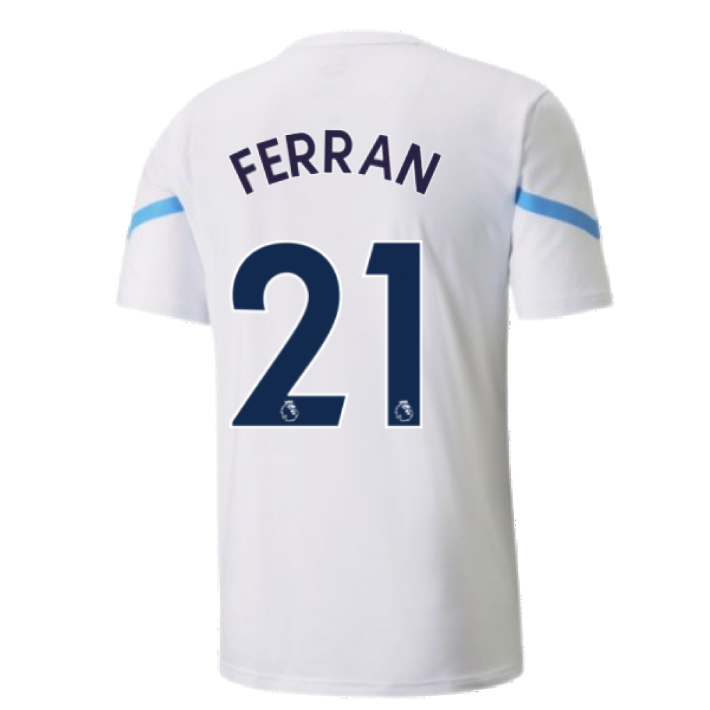 2021-2022 Man City Pre Match Jersey (White) - Kids (FERRAN 21)