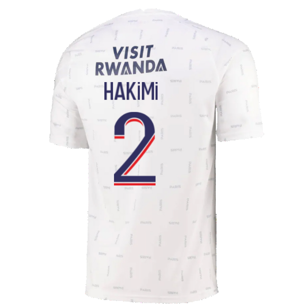 2021-2022 PSG Pre-Match Training Jersey (White) (HAKIMI 2)