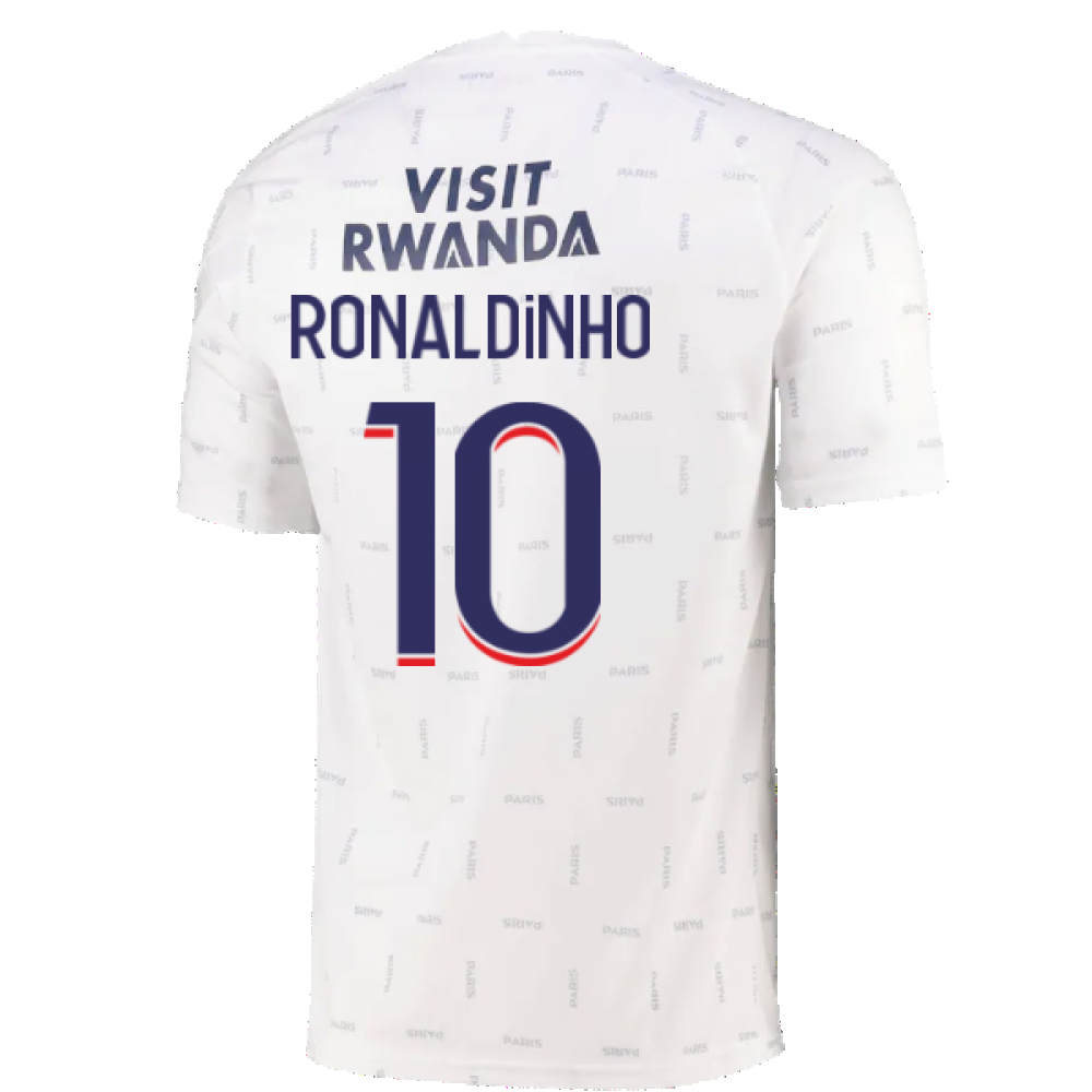 2021-2022 PSG Pre-Match Training Jersey (White) (RONALDINHO 10)