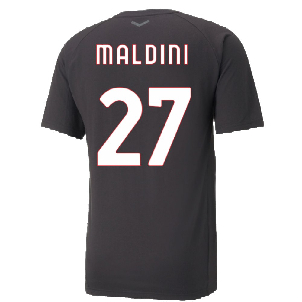 2022-2023 AC Milan Casuals Tee (Black) (MALDINI 27)