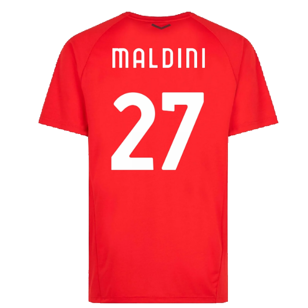 2022-2023 AC Milan Casuals Tee (Red) (MALDINI 27)