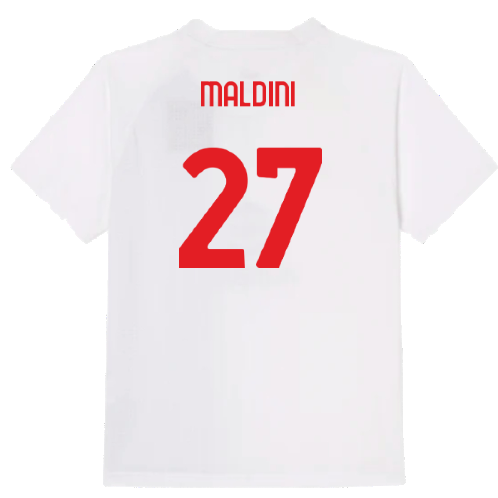 2022-2023 AC Milan Pre-Match Shirt (White-Red) - Kids (MALDINI 27)