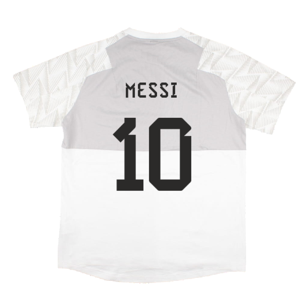 2022-2023 Argentina Game Day Travel Tee (White) (MESSI 10)