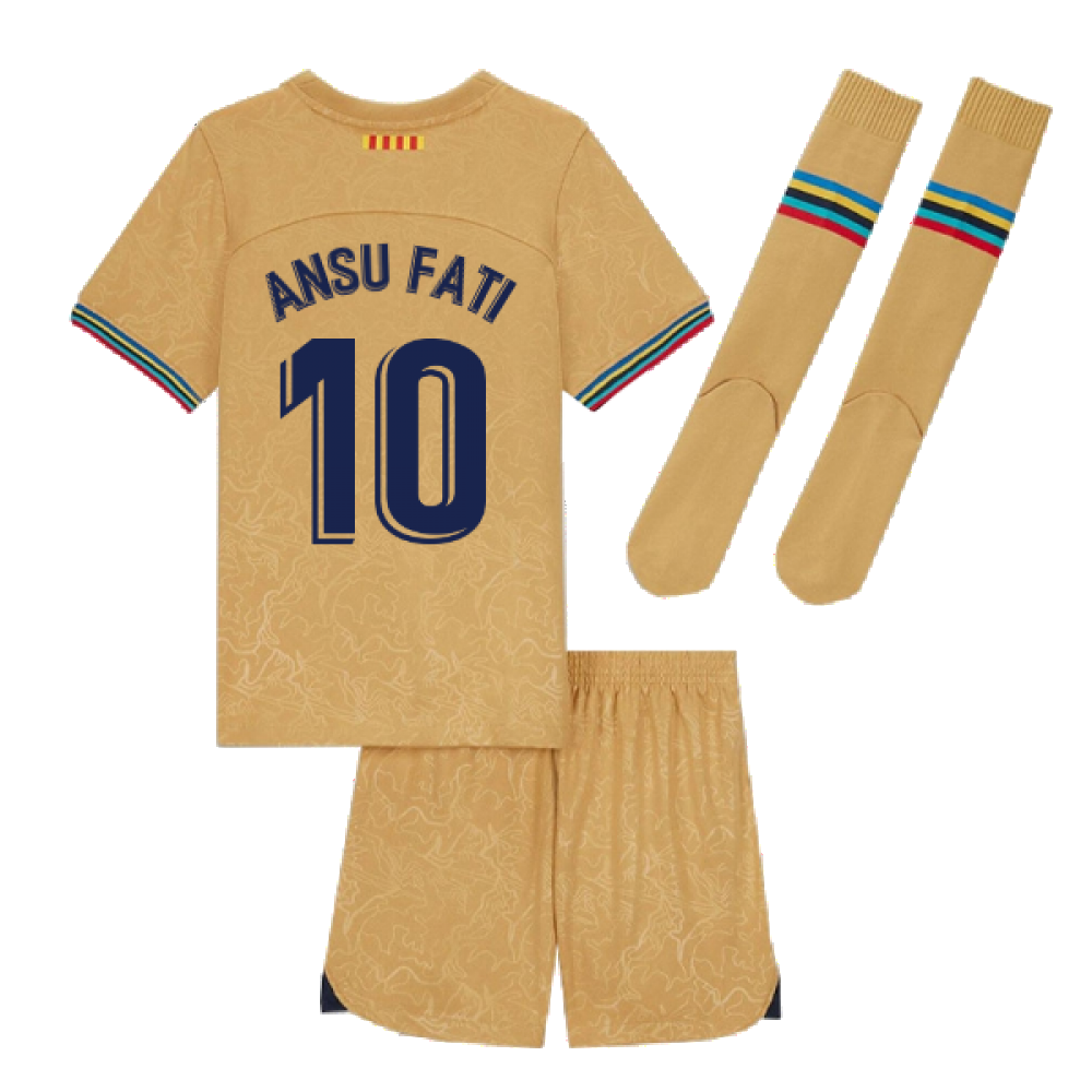 2022-2023 Barcelona Little Boys Away Kit (ANSU FATI 10)