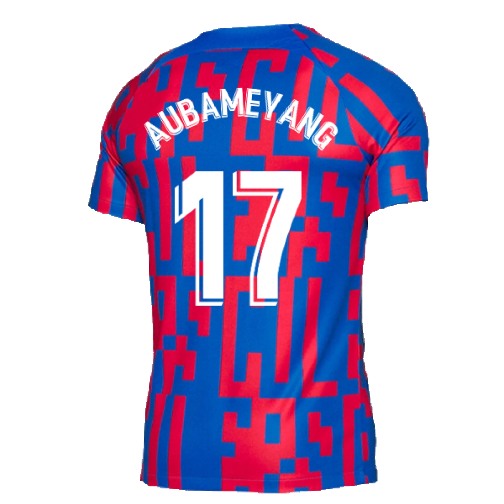 2022-2023 Barcelona Pre-Match Training Shirt (Blue) (AUBAMEYANG 17)