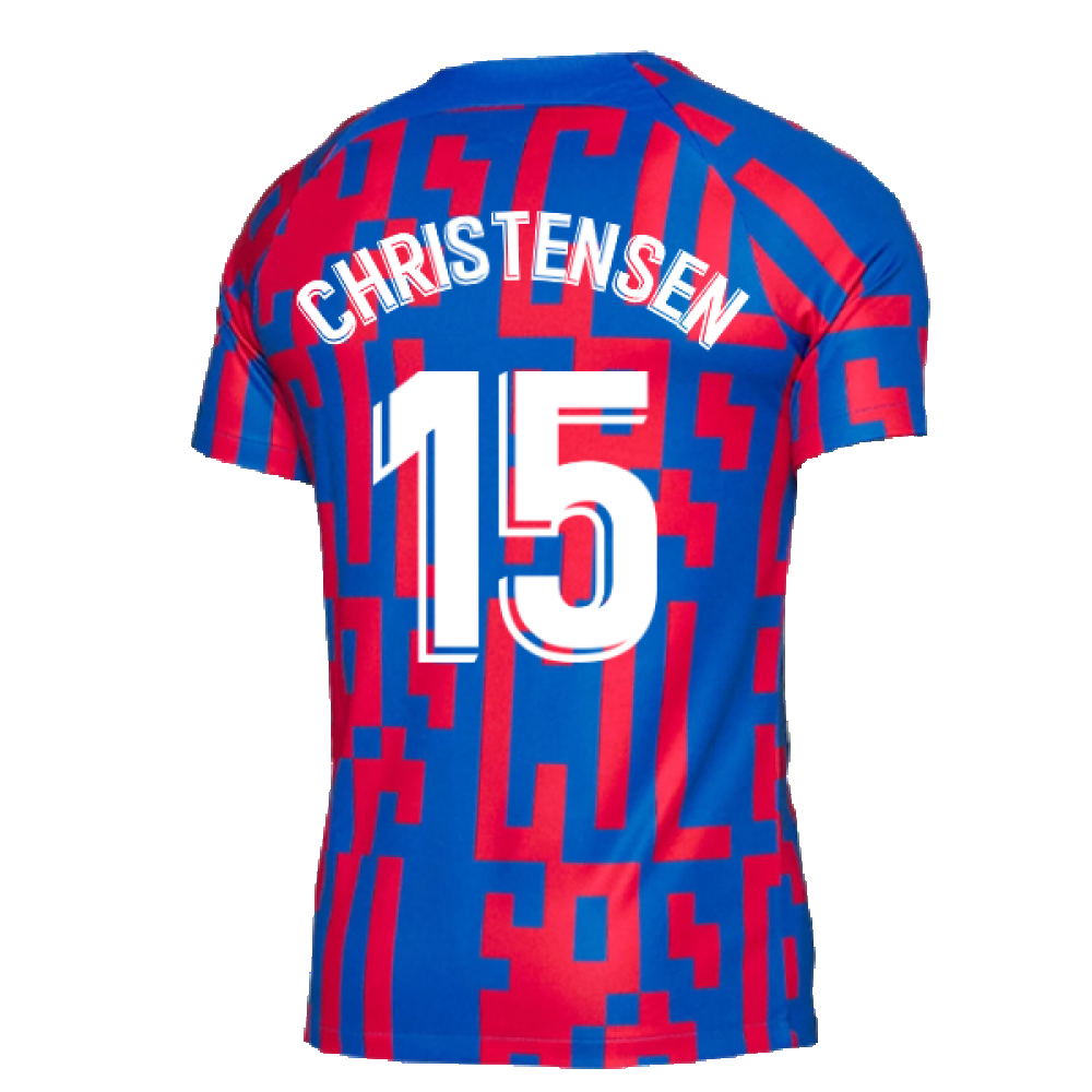 2022-2023 Barcelona Pre-Match Training Shirt (Blue) (CHRISTENSEN 15)