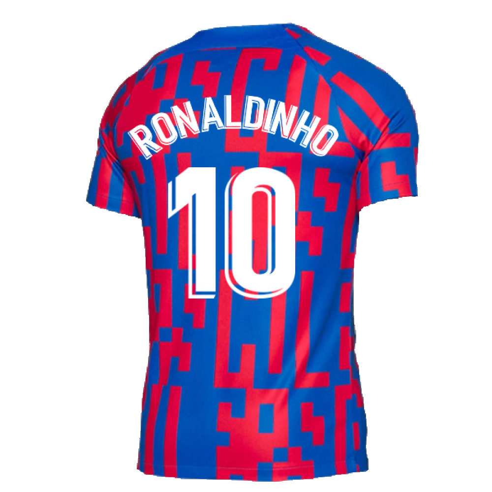 2022-2023 Barcelona Pre-Match Training Shirt (Blue) (RONALDINHO 10)