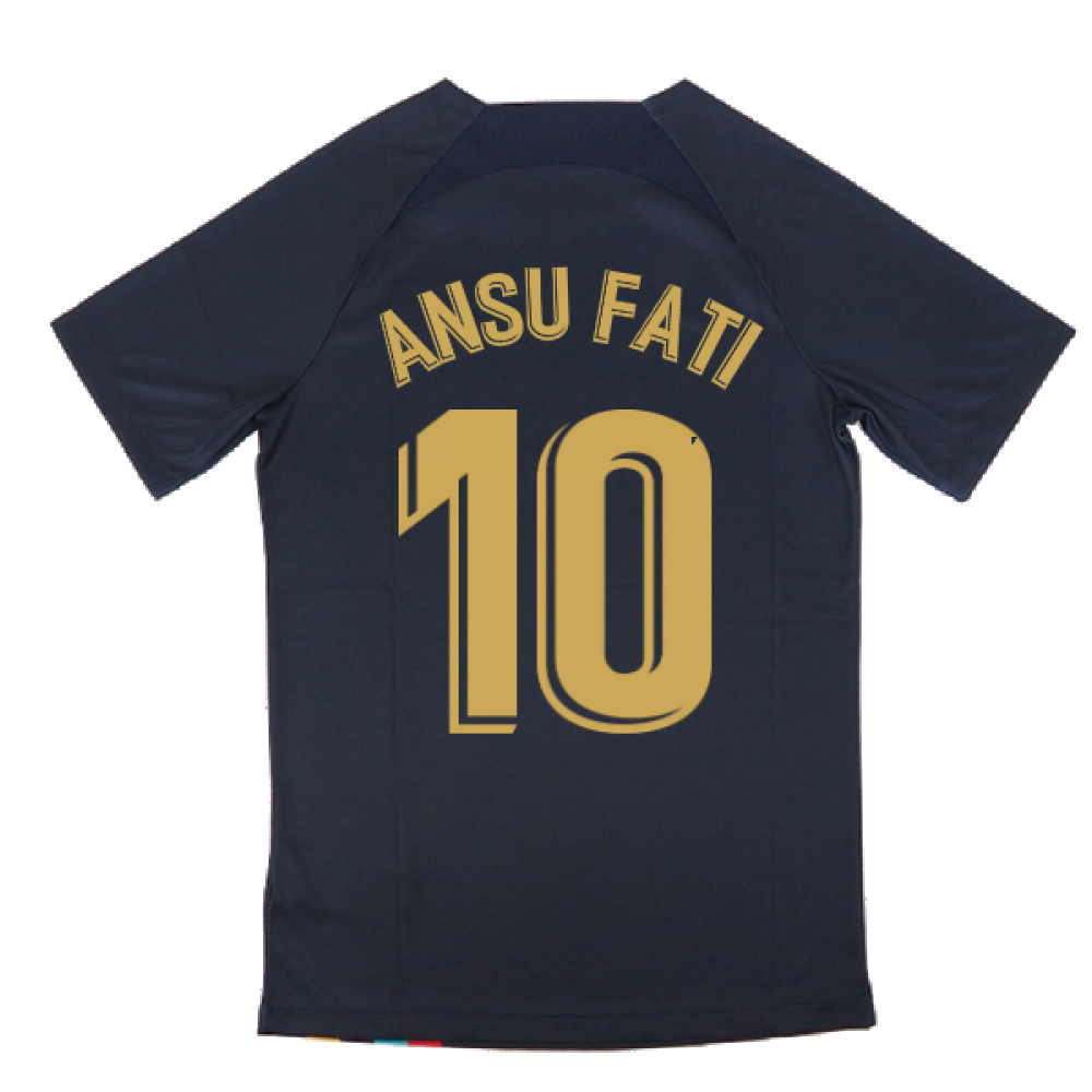 2022-2023 Barcelona Pre-Match Training Shirt (Obsidian) (ANSU FATI 10)