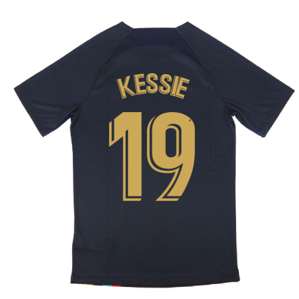 2022-2023 Barcelona Pre-Match Training Shirt (Obsidian) (KESSIE 19)