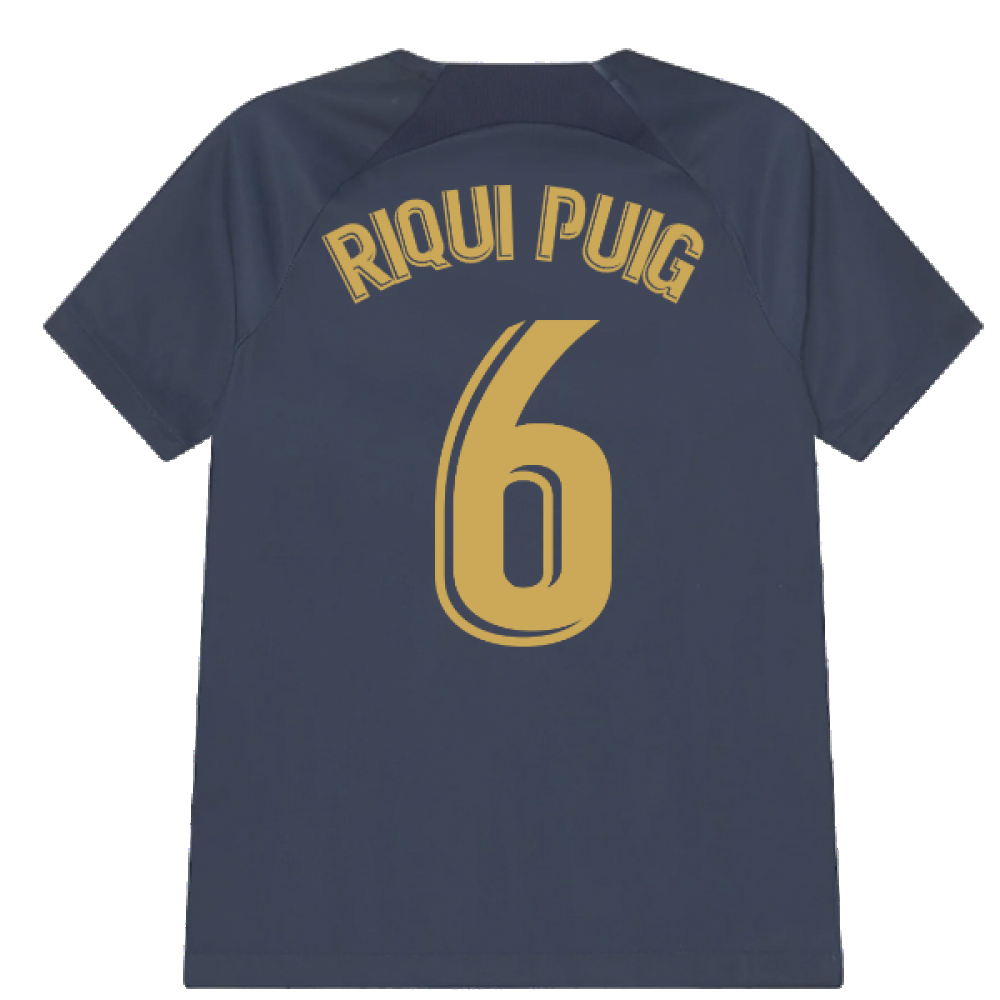 2022-2023 Barcelona Pre-Match Training Shirt (Obsidian) - Kids (RIQUI PUIG 6)