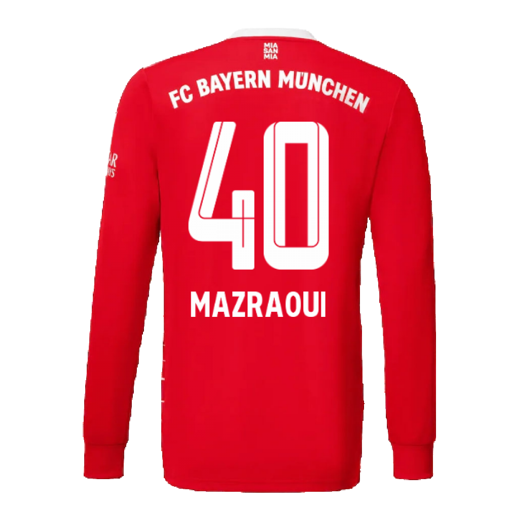 2022-2023 Bayern Munich Long Sleeve Home Shirt (Kids) (MAZRAOUI 40)