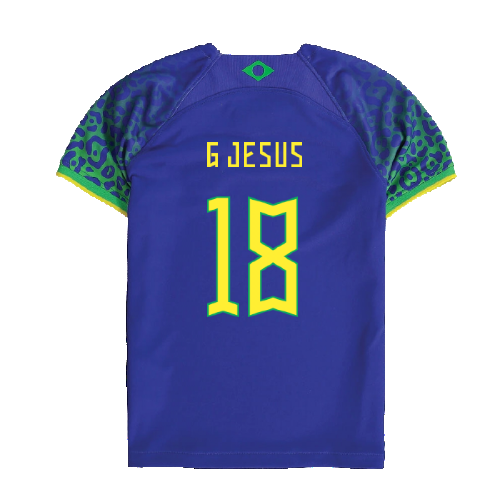 2022-2023 Brazil Away Little Boys Mini Kit (G Jesus 18)