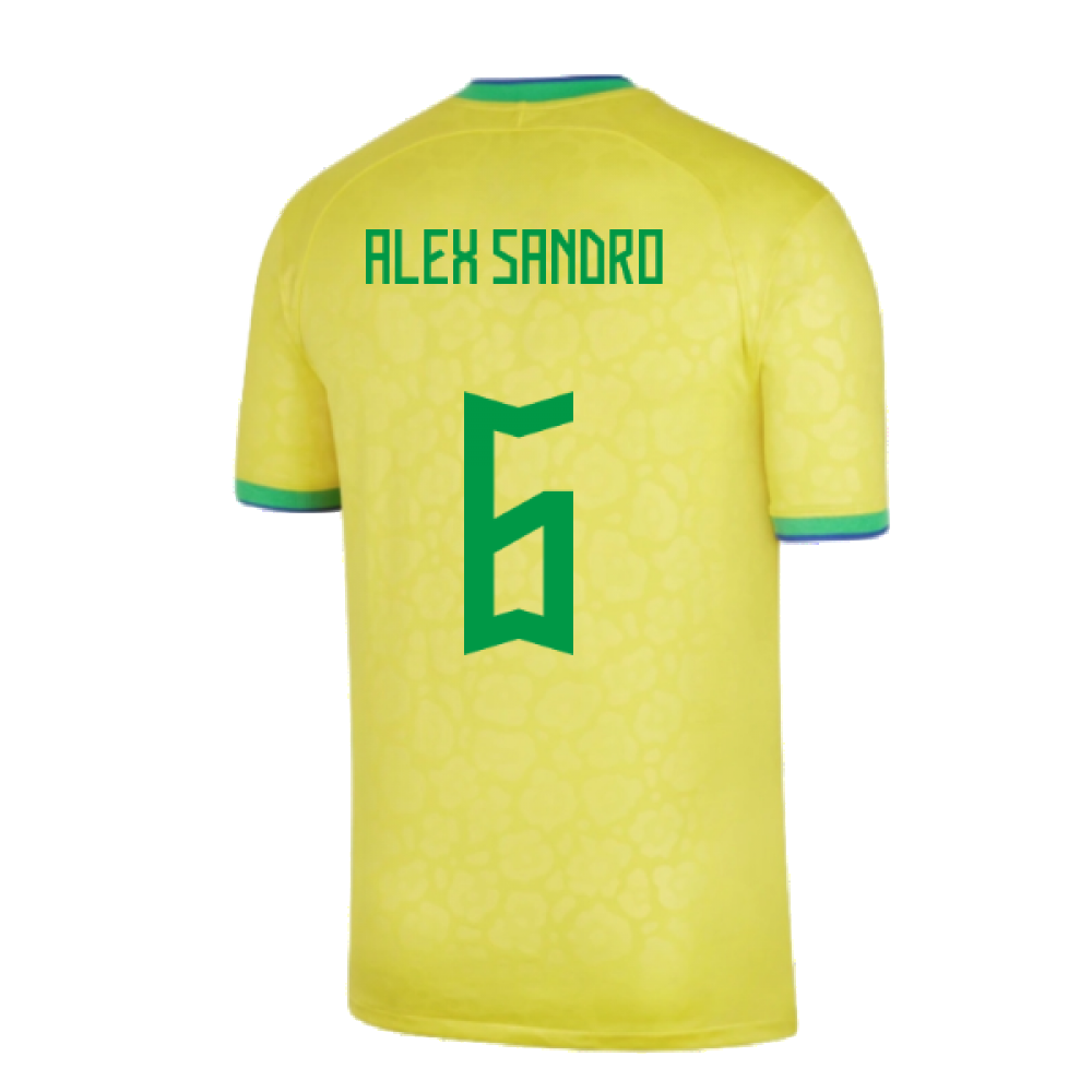 2022-2023 Brazil Little Boys Home Shirt (Alex Sandro 6)