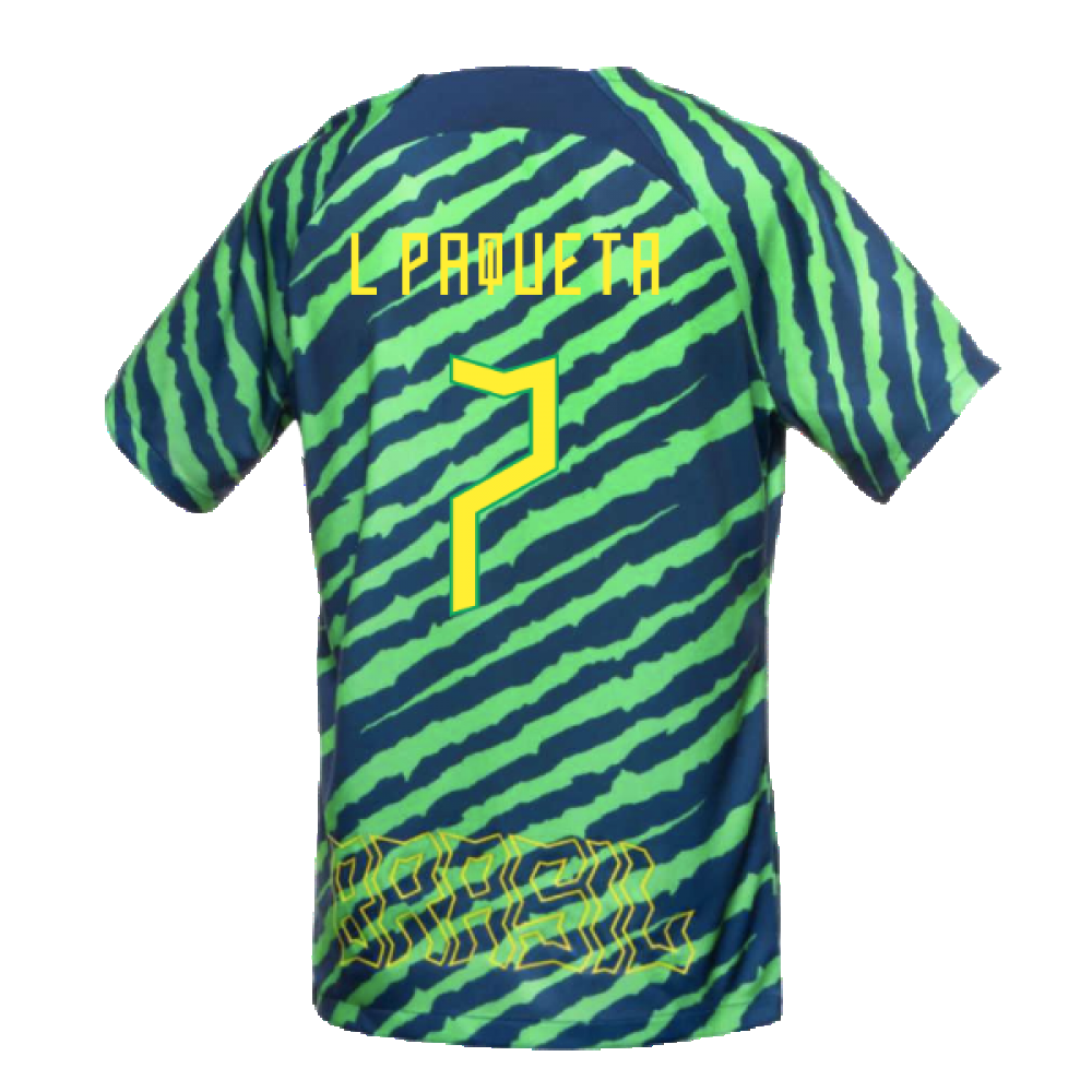 2022-2023 Brazil Pre-Match Football Shirt (Green) (L Paqueta 7)