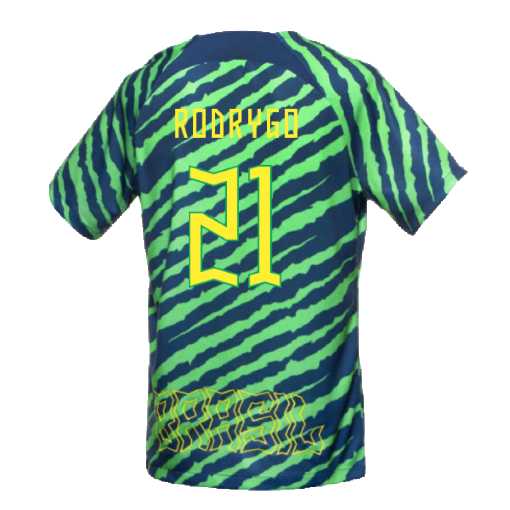 2022-2023 Brazil Pre-Match Football Shirt (Green) (Rodrygo 21)