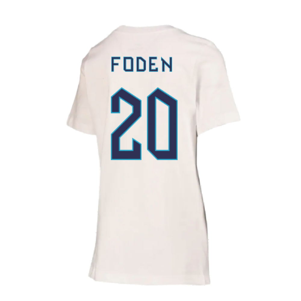 2022-2023 England Crest Tee (White) - Kids (Foden 20)