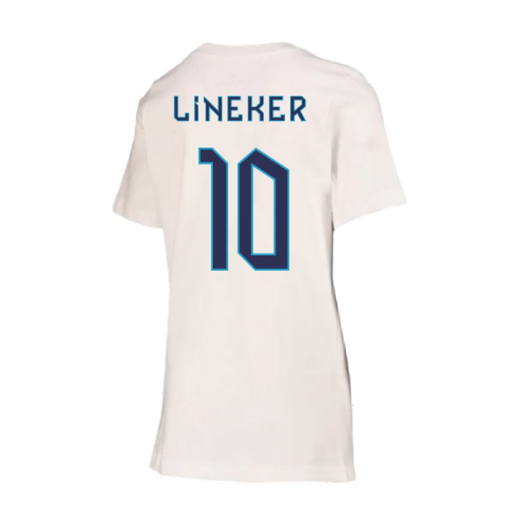 2022-2023 England Crest Tee (White) - Kids (Lineker 10)