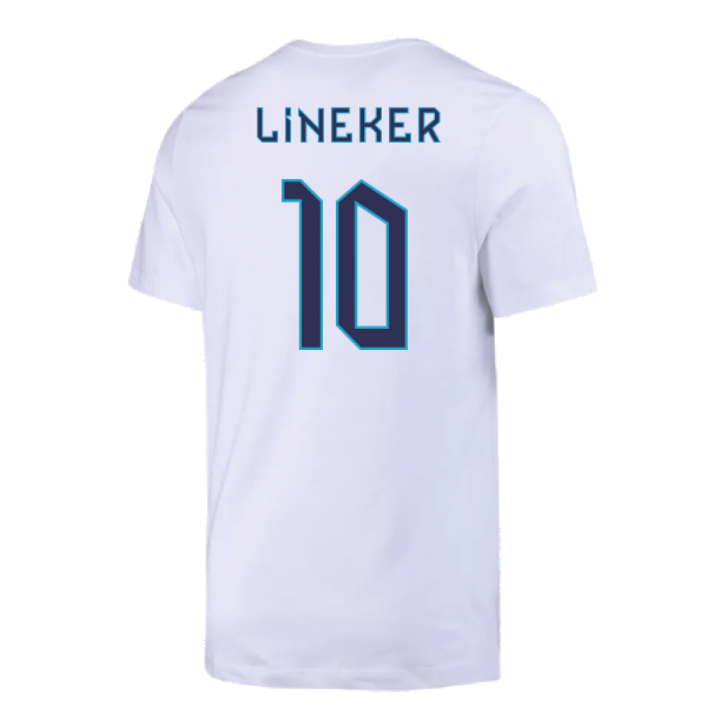 2022-2023 England Crest Tee (White) (Lineker 10)