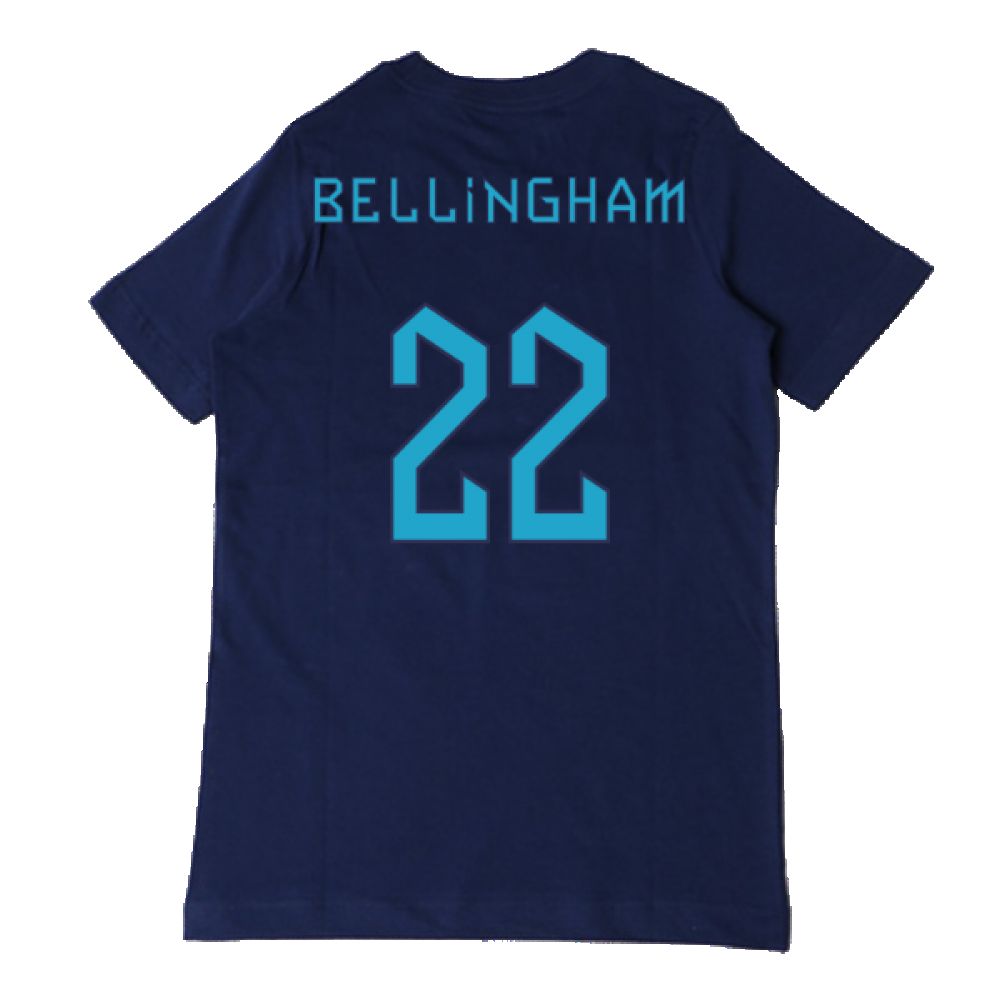 2022-2023 England Three Lions Tee (Navy) - Kids (Bellingham 22)