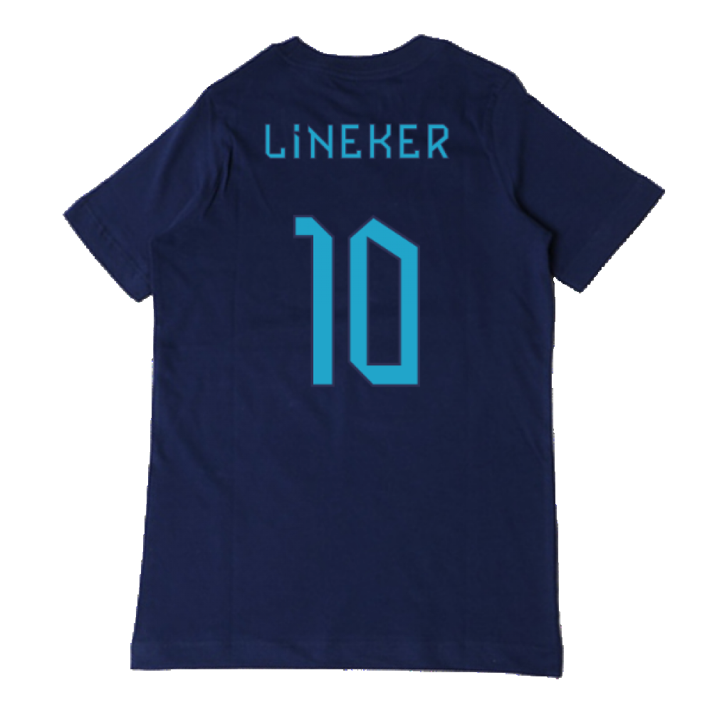 2022-2023 England Three Lions Tee (Navy) - Kids (Lineker 10)