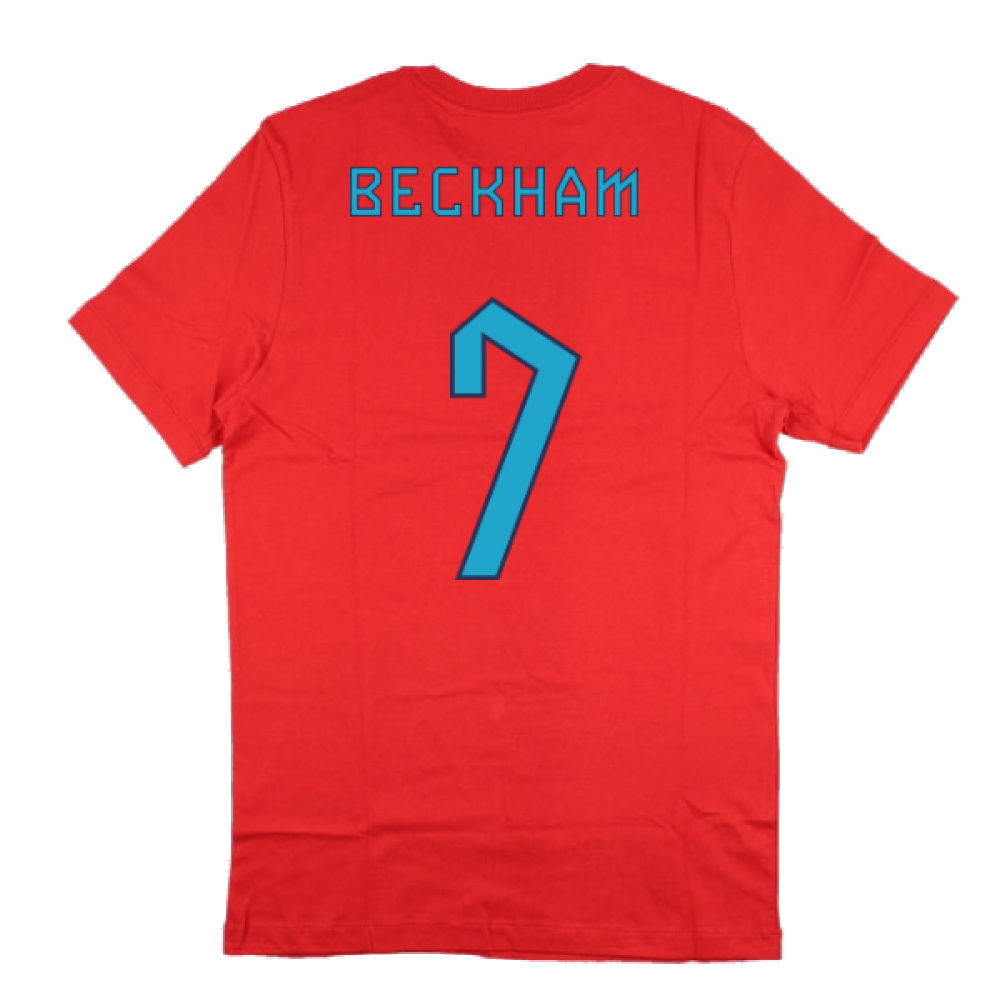 2022-2023 England World Cup Crest Tee (Red) - Kids (Beckham 7)