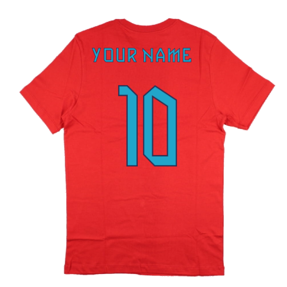 2022-2023 England World Cup Crest Tee (Red) - Kids (Your Name)