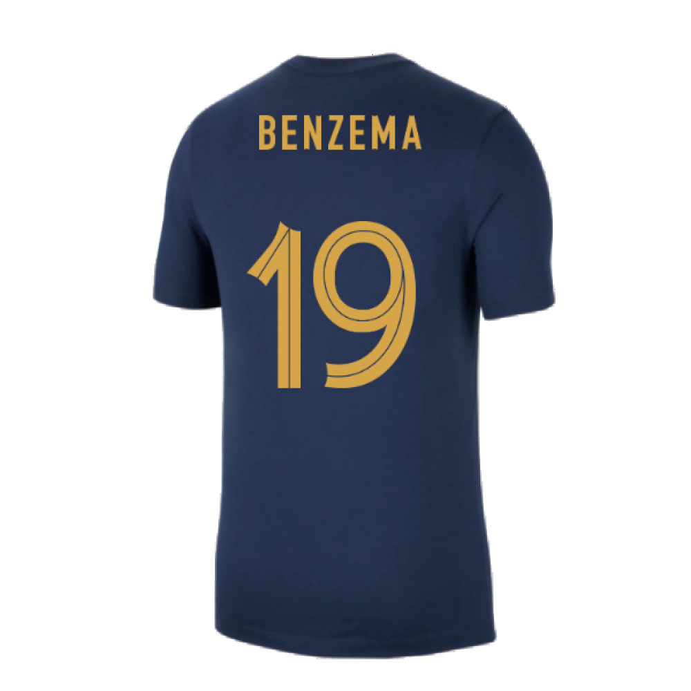 2022-2023 France Swoosh Tee (Navy) (Benzema 19)