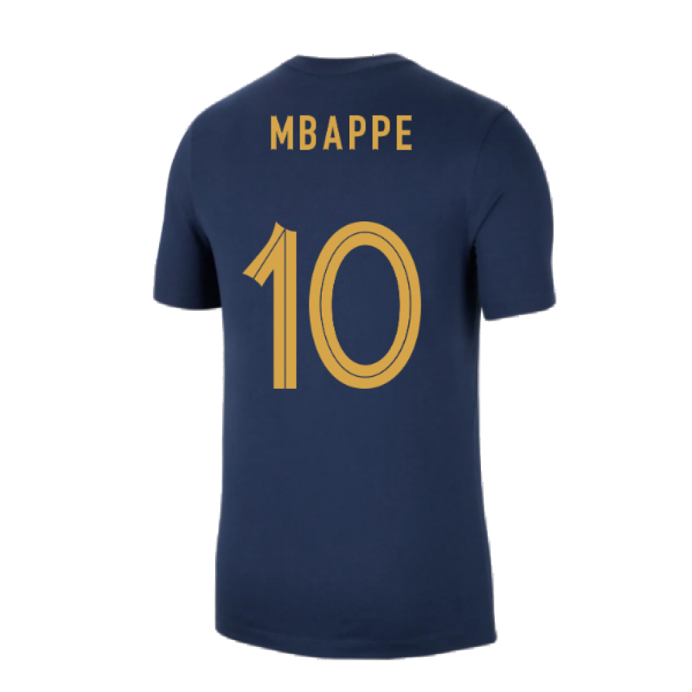 2022-2023 France Swoosh Tee (Navy) (Mbappe 10)