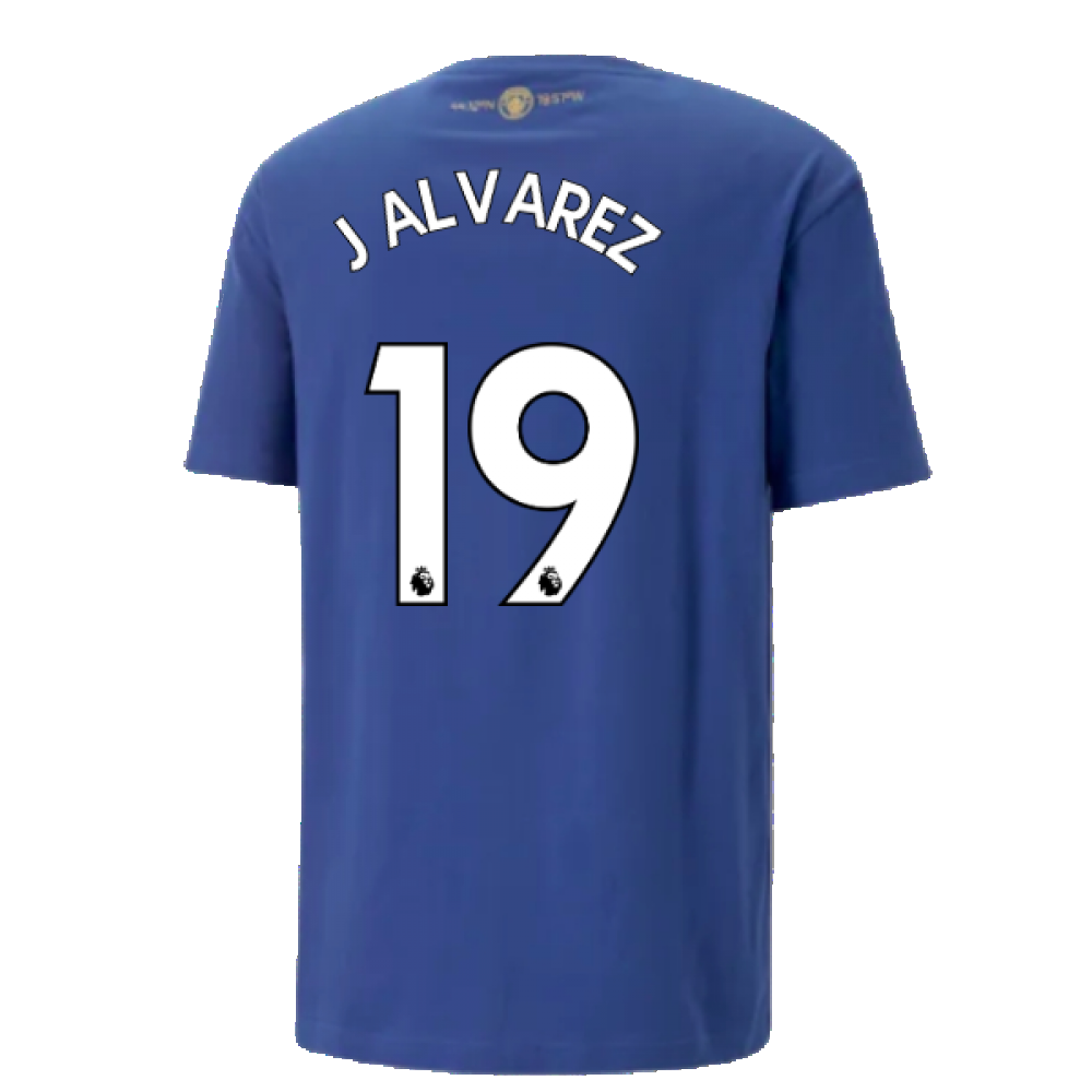 2022-2023 Man City Chinese New Year Graphic Tee (Blue) (J. Alvarez 19)