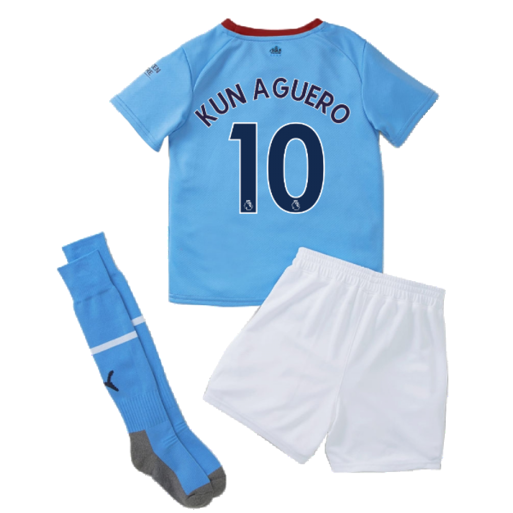 2022-2023 Man City Home Mini Kit (KUN AGUERO 10)