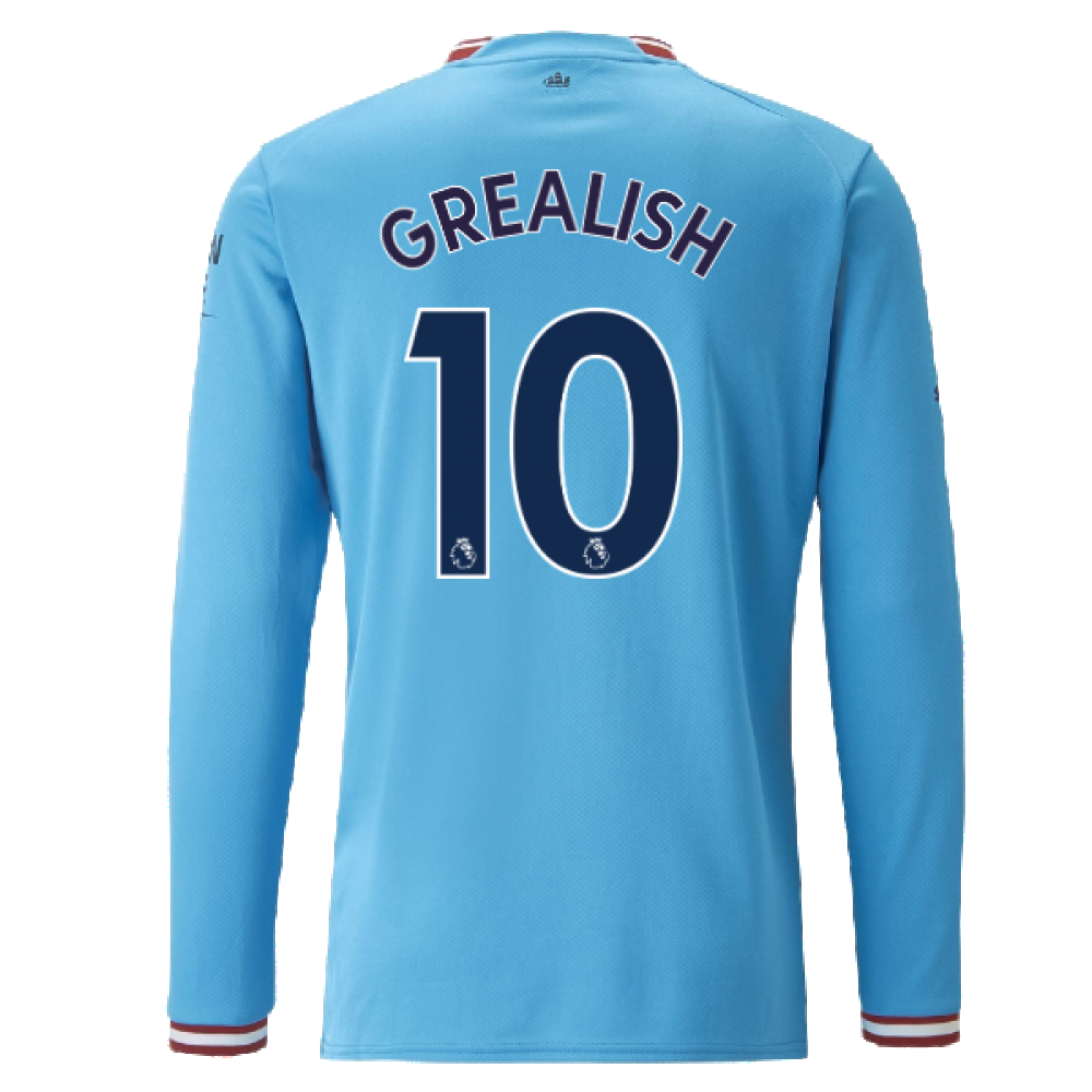 2022-2023 Man City Long Sleeve Home Shirt (GREALISH 10)