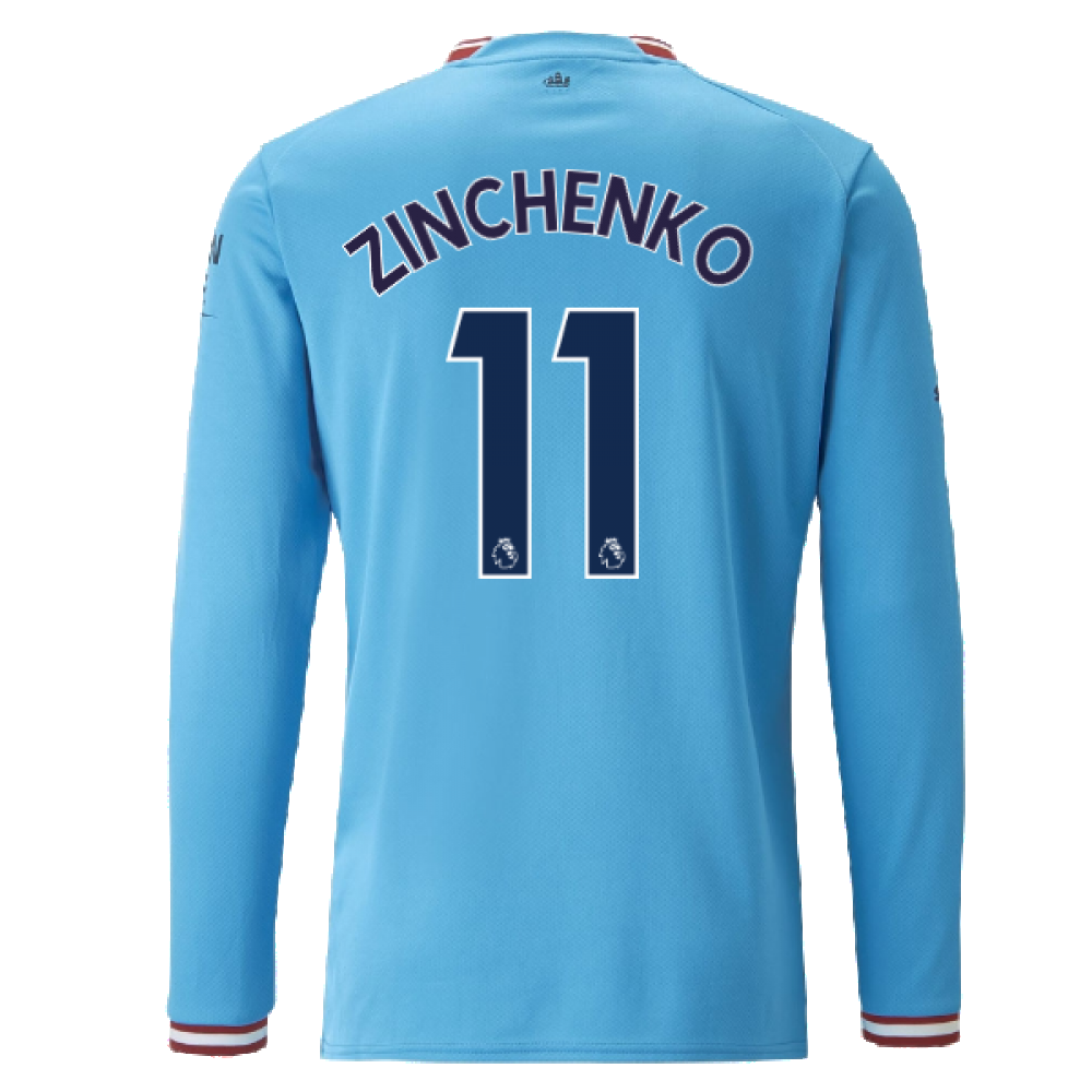 2022-2023 Man City Long Sleeve Home Shirt (ZINCHENKO 11)