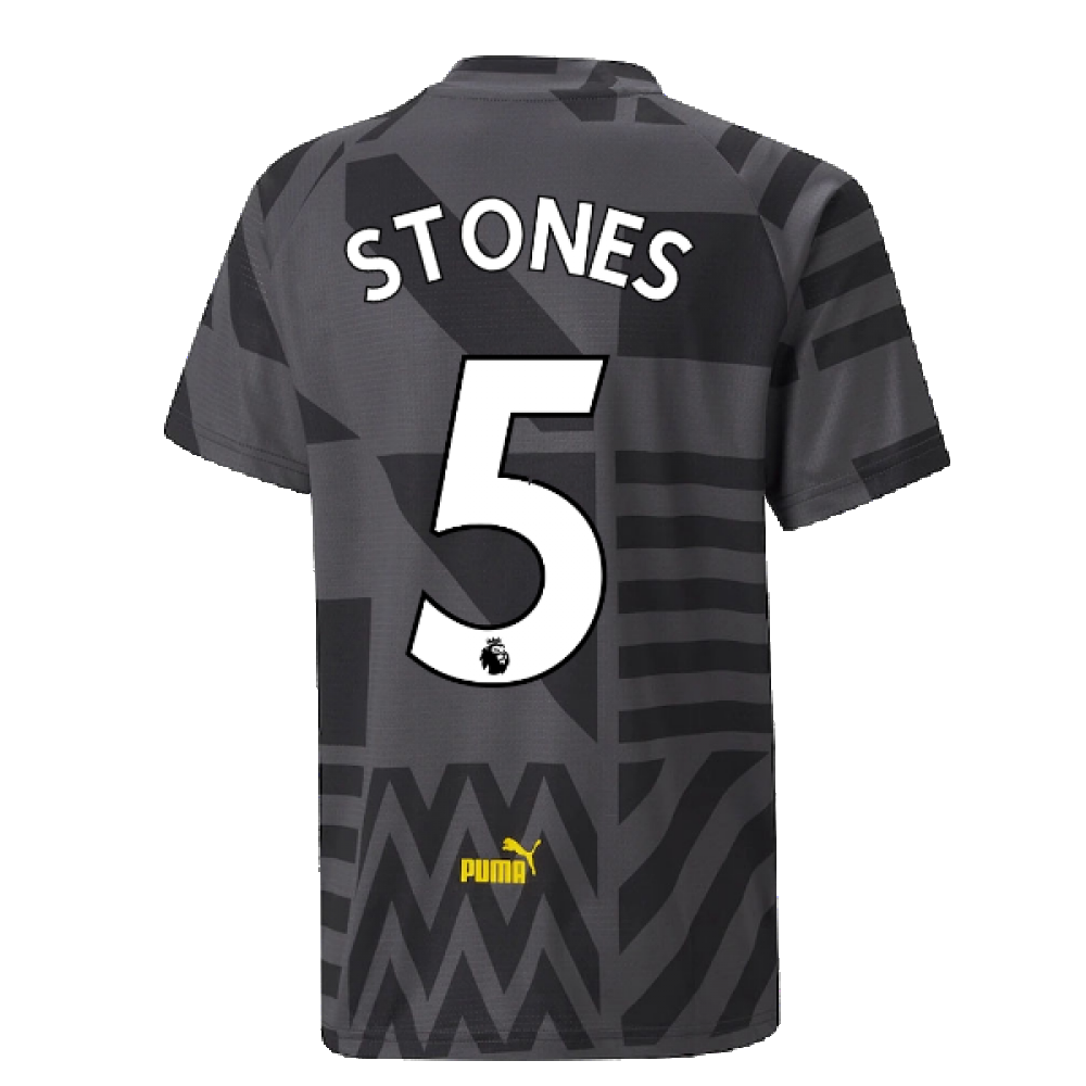 2022-2023 Man City Pre-Match Jersey (Black) - Kids (STONES 5)