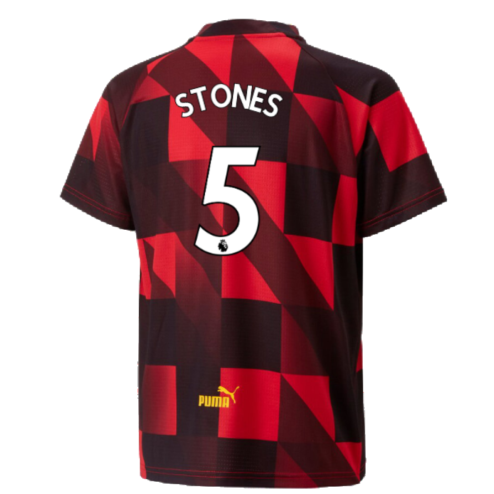 2022-2023 Man City Pre-Match Jersey (Red) - Kids (Stones 5)