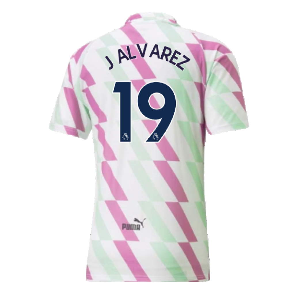 2022-2023 Man City Pre-Match Shirt (White) (J ALVAREZ 19)