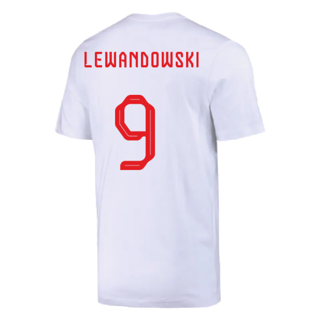 2022-2023 Poland Football Crest Tee (White) (Lewandowski 9)