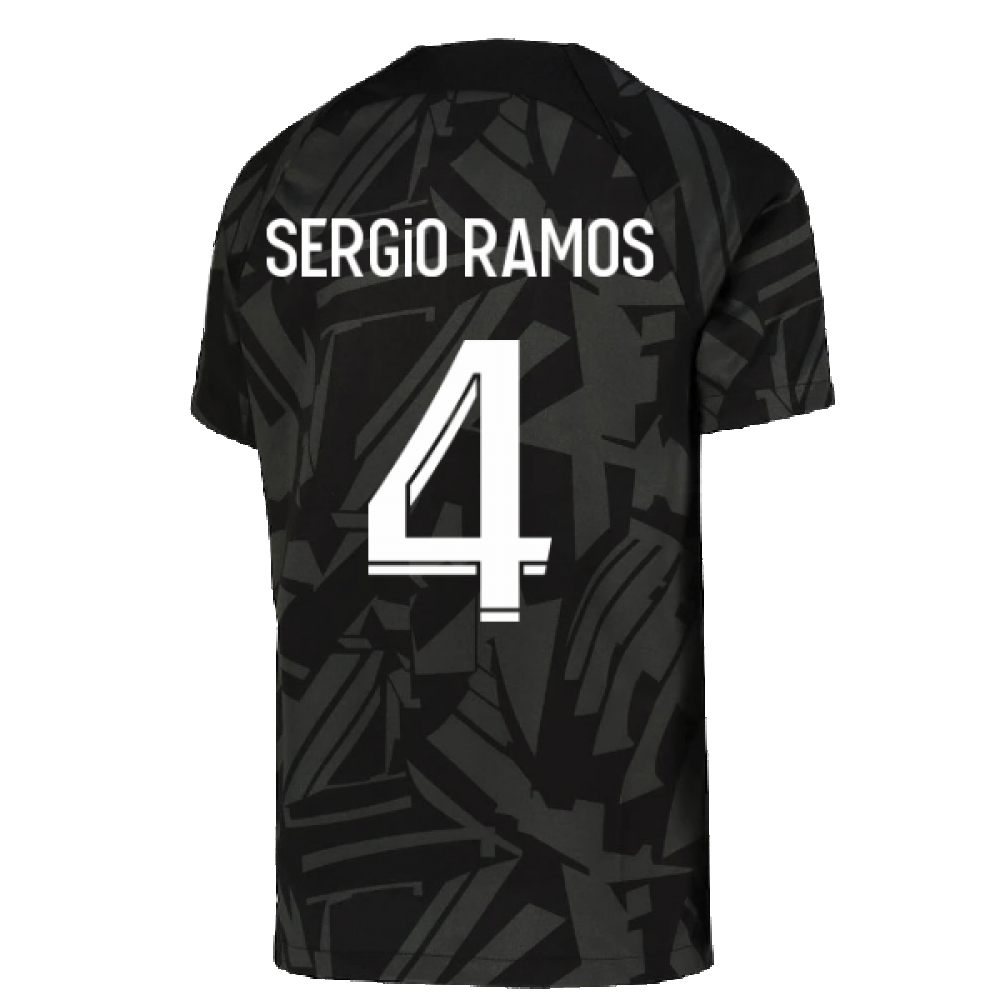 2022-2023 PSG Pre-Match Training Shirt (Black) - Kids (SERGIO RAMOS 4)