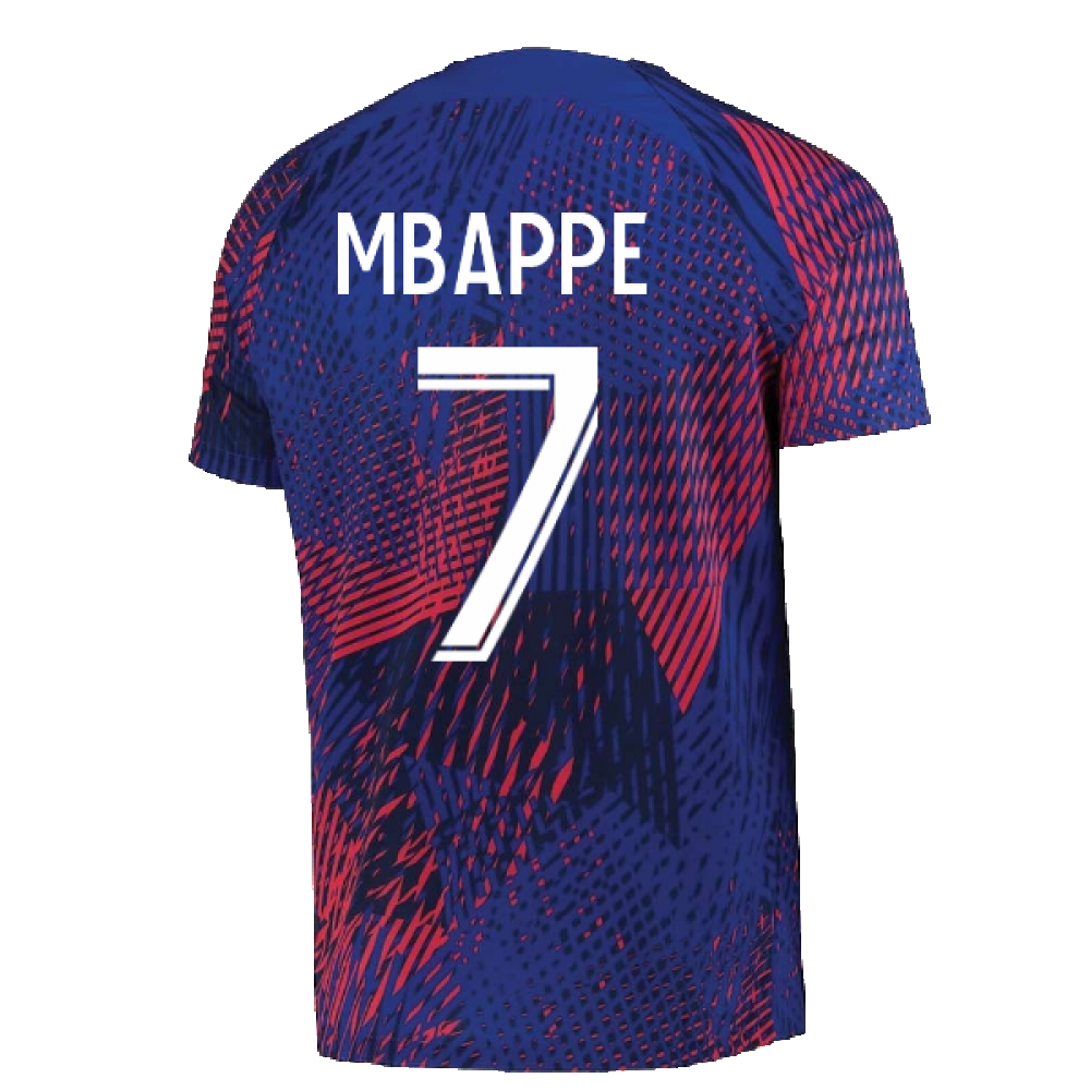 2022-2023 PSG Pre-Match Training Shirt (Blue) - Kids (MBAPPE 7)