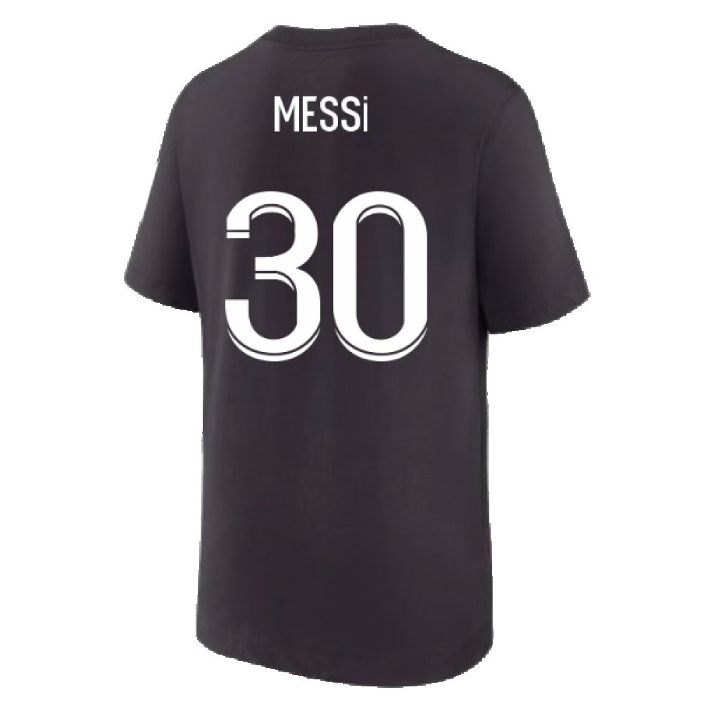 2022-2023 PSG Swoosh Tee Black - Kids (MESSI 30)