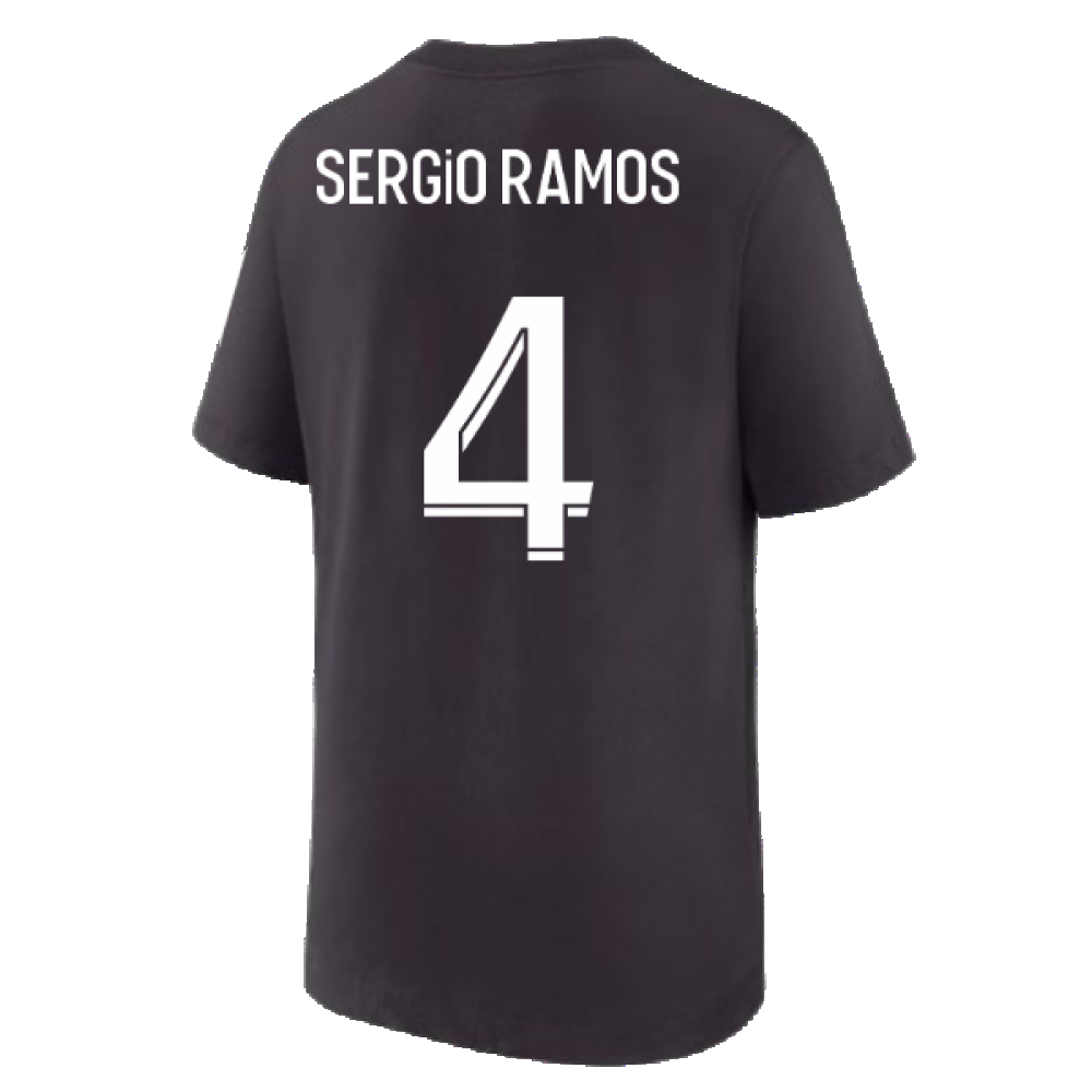 2022-2023 PSG Swoosh Tee Black - Kids (SERGIO RAMOS 4)