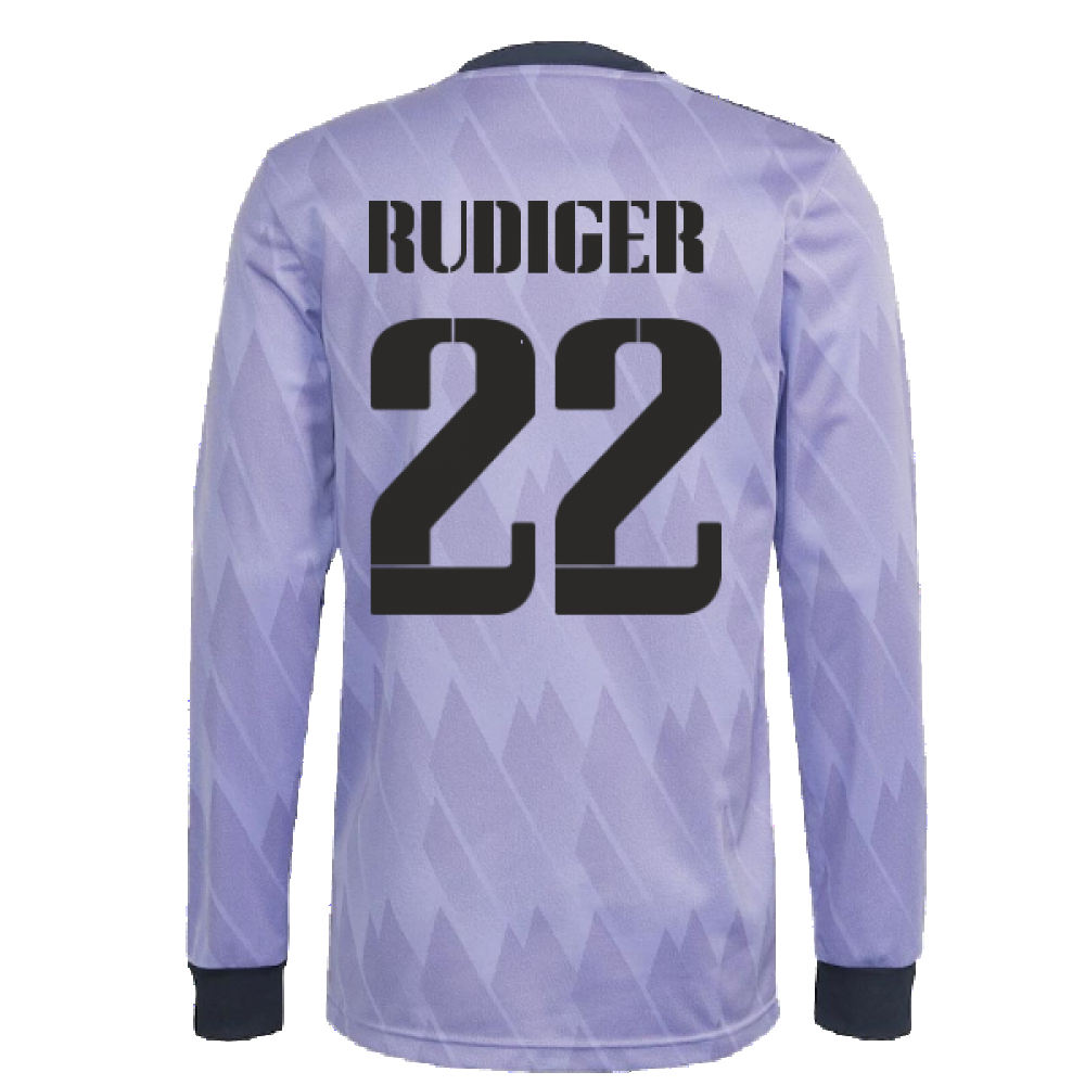 2022-2023 Real Madrid Authentic Long Sleeve Away Shirt (RUDIGER 22)