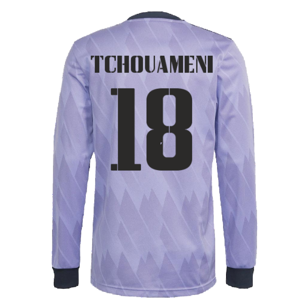 2022-2023 Real Madrid Authentic Long Sleeve Away Shirt (TCHOUAMENI 18)