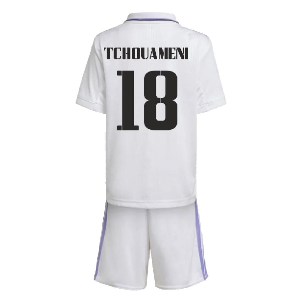 2022-2023 Real Madrid Home Mini Kit (TCHOUAMENI 18)