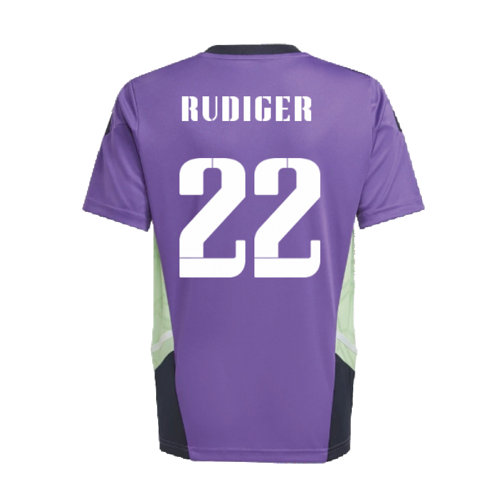 2022-2023 Real Madrid Training Jersey (Purple) - Kids (RUDIGER 22)