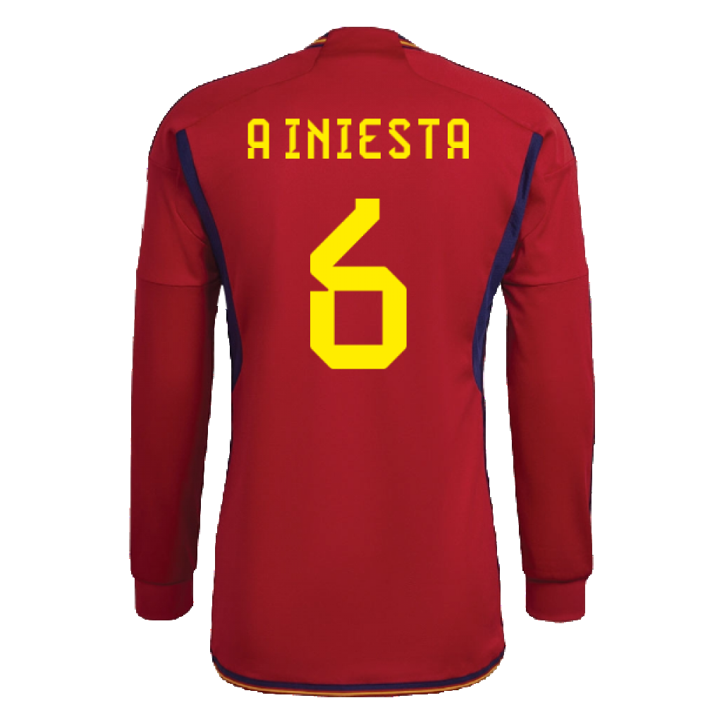 2022-2023 Spain Long Sleeve Home Shirt (A INIESTA 6)