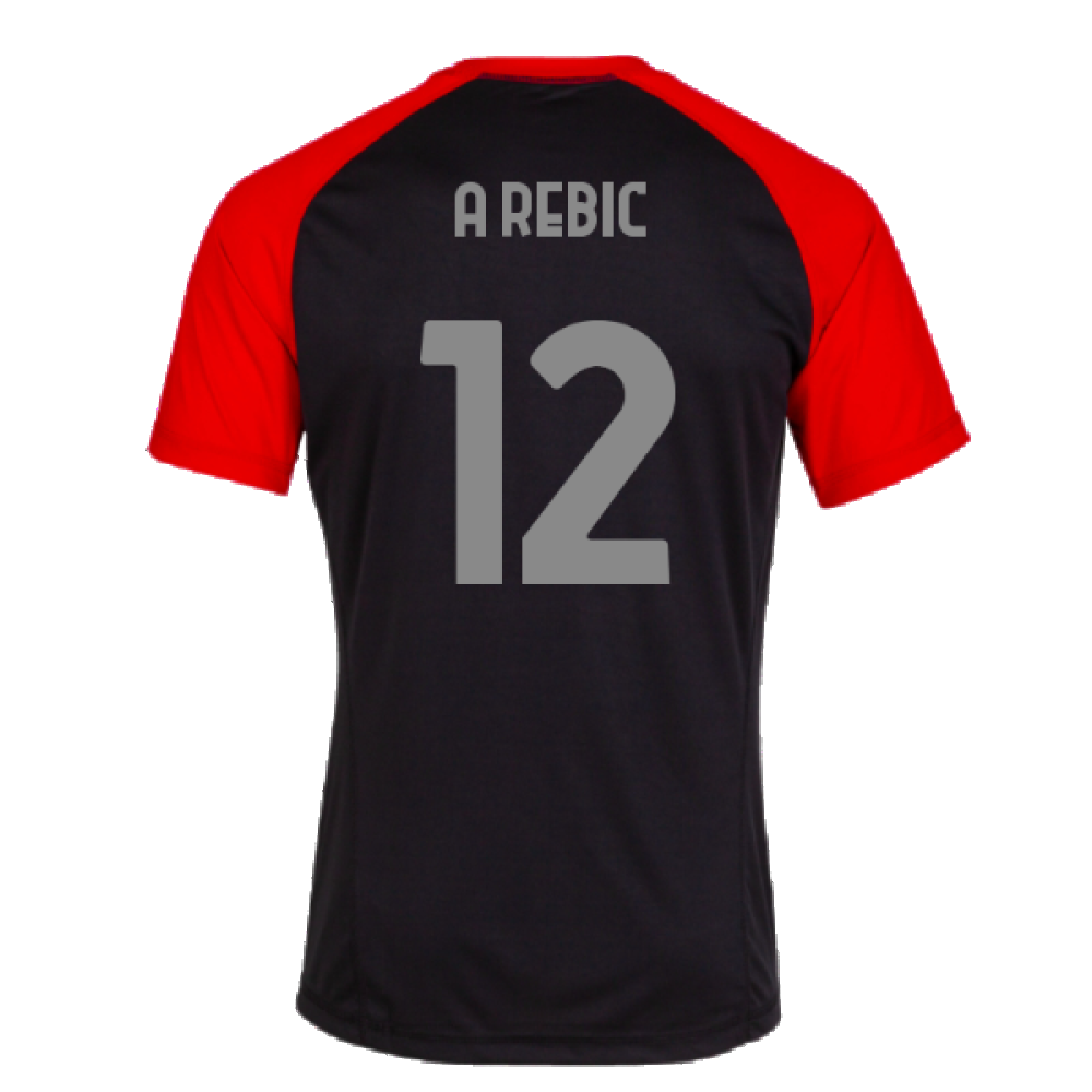 2023-2024 AC Milan Casuals Tee (Black) (A Rebic 12)