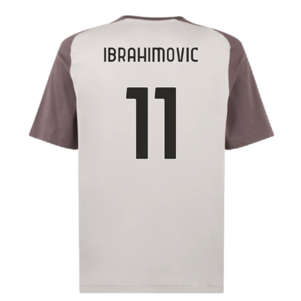 2023-2024 AC Milan Casuals Tee (Light Grey) (Ibrahimovic 11)